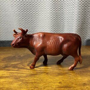 Vintage 1930'-1940's Celluloid Dark Red Cow 2.75"
